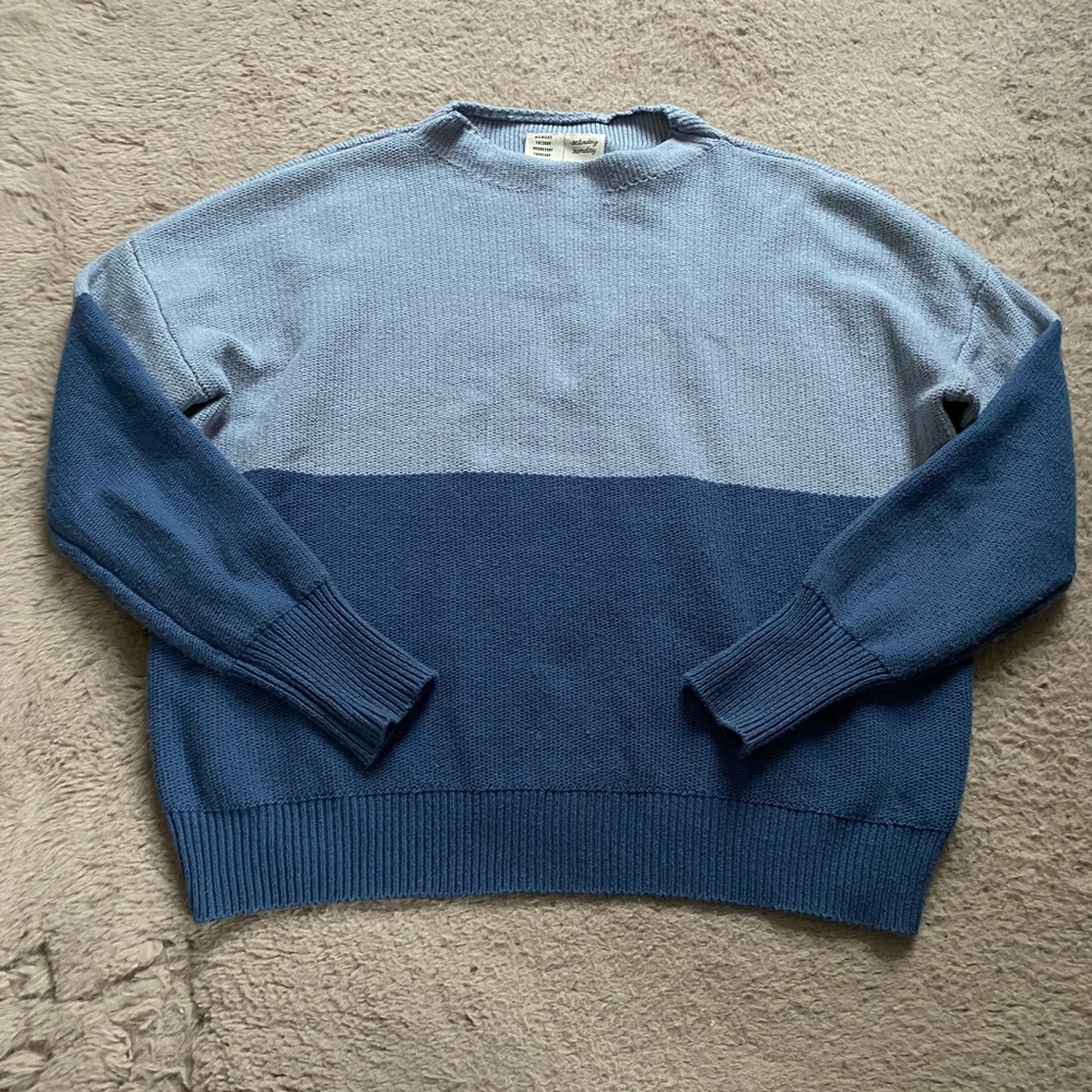 Anthropologie Saturday Sunday Two Tone Pullover Sweater Blue Size XS Crew Neck
